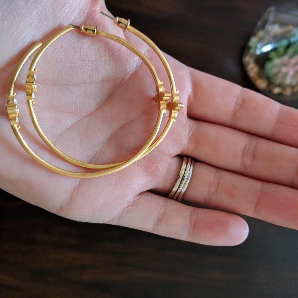 Gold Brush Hoop Earrings - Picture 5 of 6